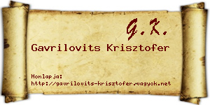 Gavrilovits Krisztofer névjegykártya